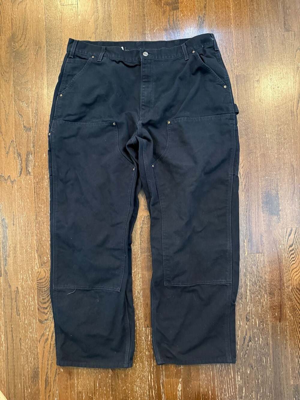 Carhartt B136 BLK Made in USA Double Front Work Dungaree Pants 40x30